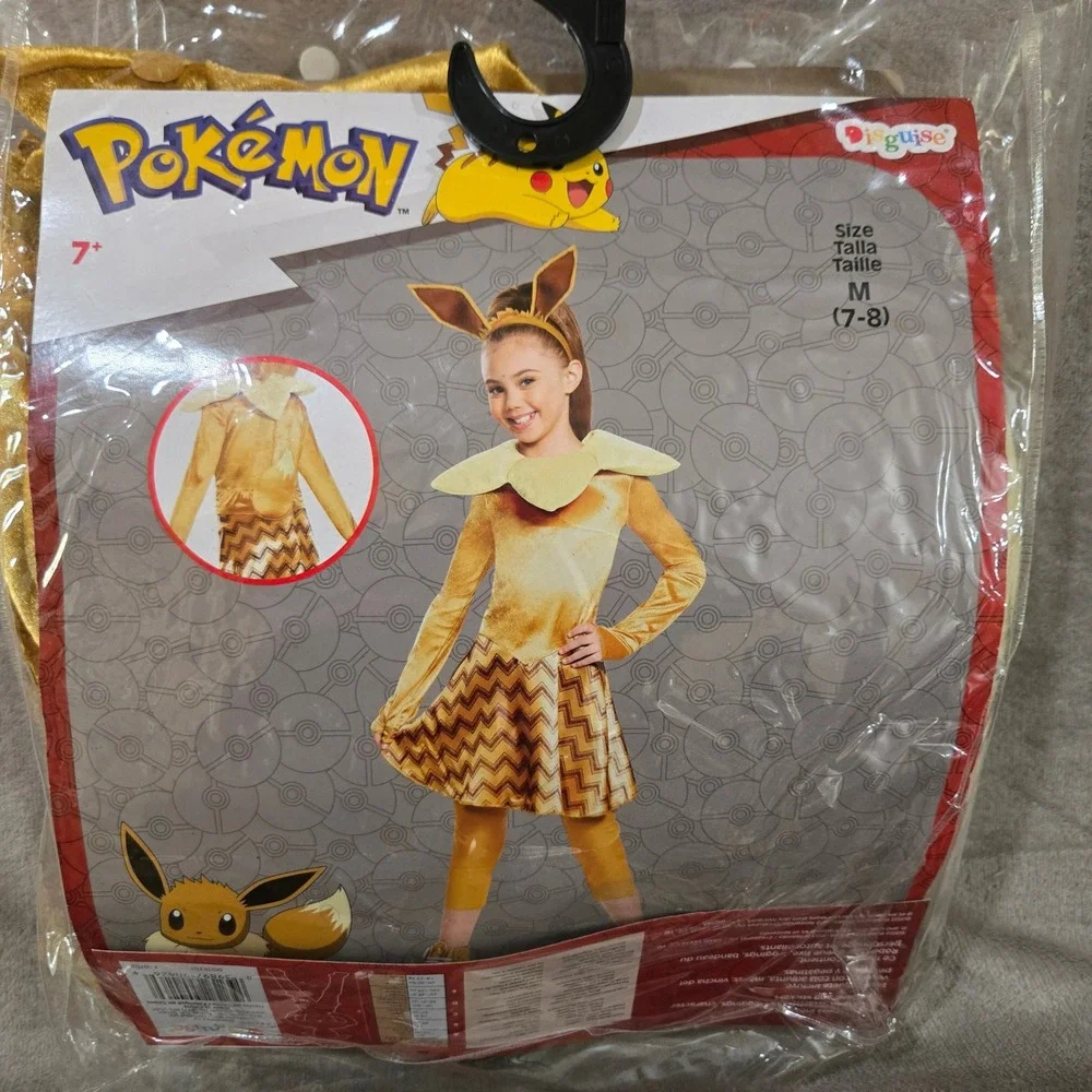 Pokemon Eevee Costume Girls Medium 7-8 Deluxe Halloween Dress Up Anime Cosplay